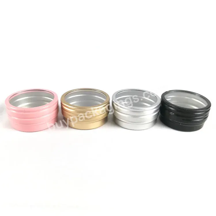 Mini Refillable Round Jar Tin Container With Transparent Window Lid Aluminum Tin For Cosmetic Lip Balm Cream