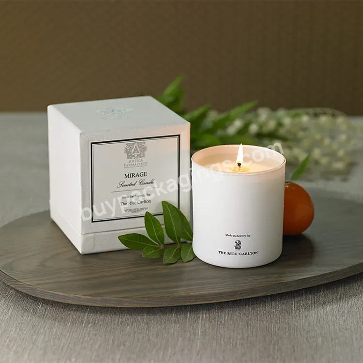 Minimalism Style Simple And Elegant Matte White Candle Box Rigid Matched Lid Candle Box Glass Candle Box