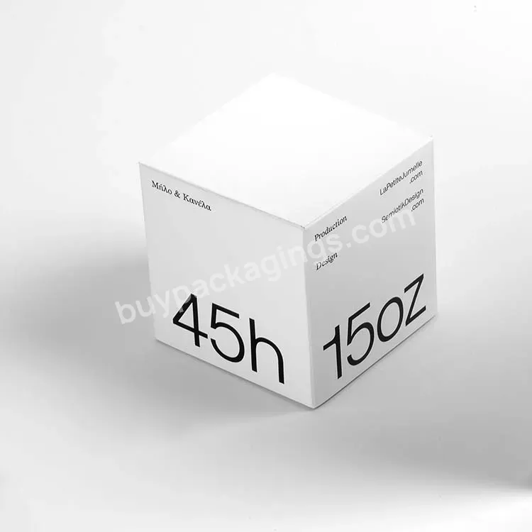 Modern 350gsm Folding Box Board Paper For Packing Candle White Cardstock Box White Auto Lock Bottom Candle Box
