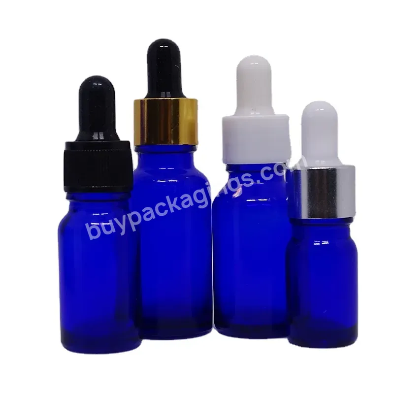 Modern Novel Design Low Price Blue Round Glass Dropper Bottle With Dropper For Skincare And Makeup