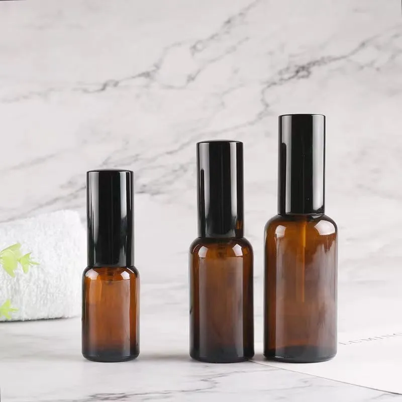 Modern Style Amber Essential Oil Bottles Clear Glass Bottles With SprayerPumpScrew Lids