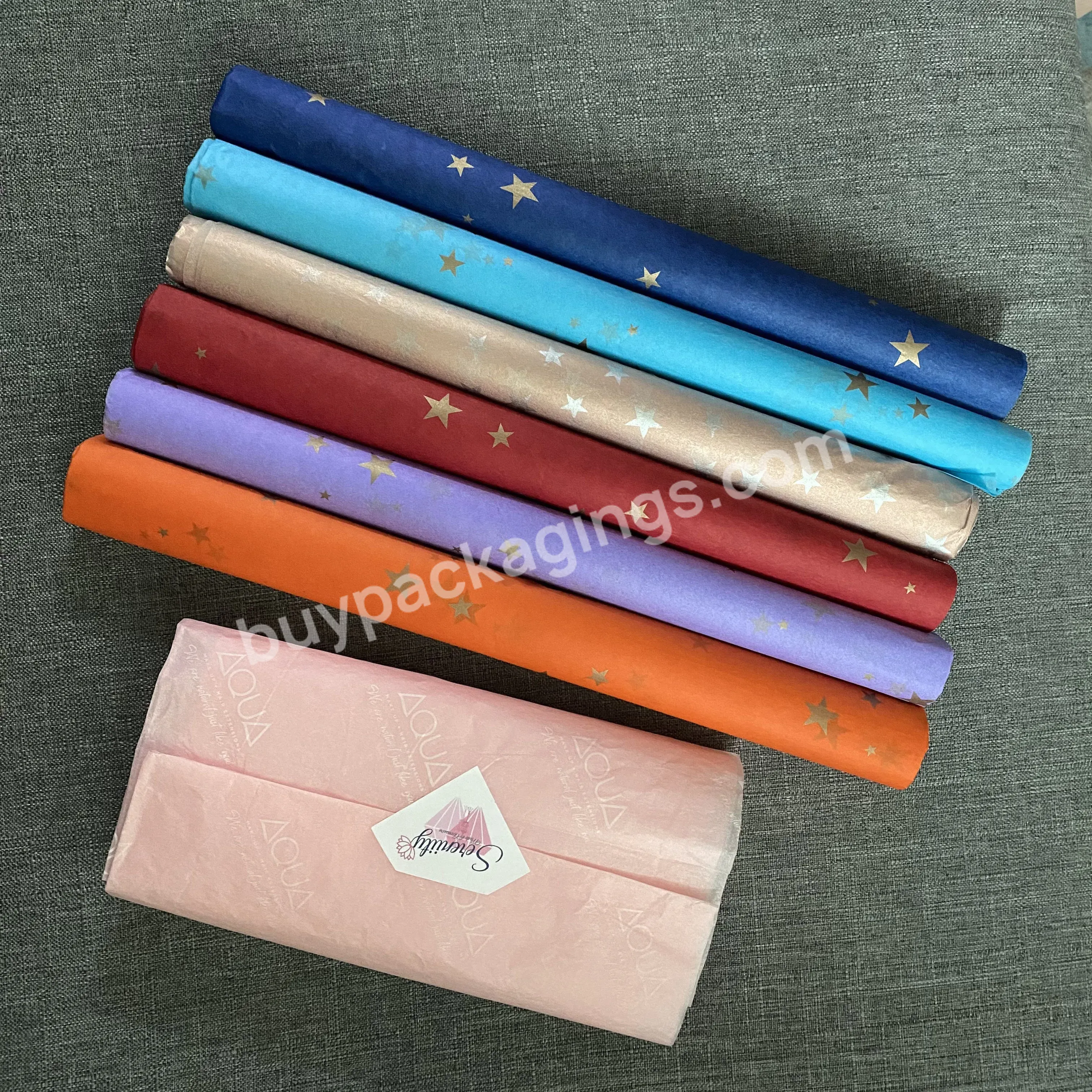 Modern Types 17g 50*70cm Wrapping Tissue Paper Custom Size Logo Print Eco-friendly Gift Paper Color Brand Luxury Design