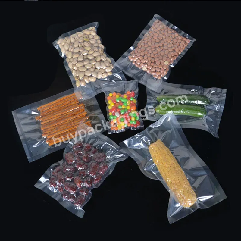Moisture Proof Heat Seal Transparent Nylon Vacuum Plastic Food Packing Bags Plastic Packaging Bags For Nuts Grain Meat