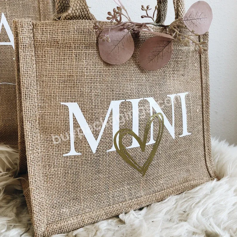 Mom And Child Mother's Day Gift Beach Bags Bridesmaid Junior Bag Burlap Jute Tote Bag