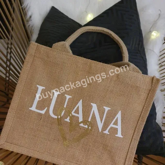 Mom And Child Mother's Day Gift Beach Bags Bridesmaid Junior Bag Burlap Jute Tote Bag