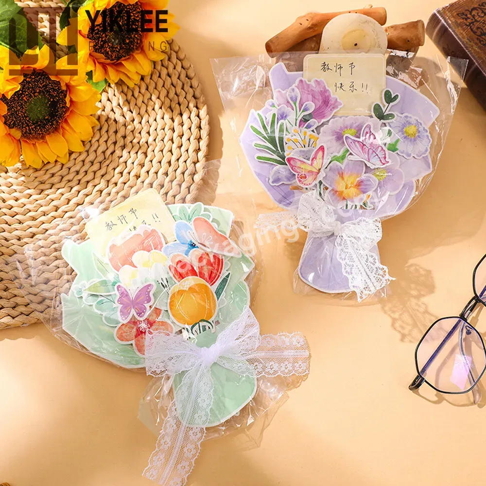 Mom Wife Teacher Birthday With Clear Opp Bag Colorful Diy Handmade Paper Flower Cards Flowers Floral Bouquet Greeting Card