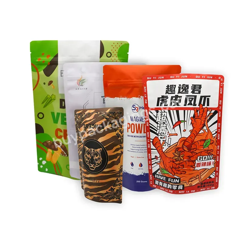 Moq 100 Custom Printed Stand Up Plastic Zip Lock Bag Pp Standing Pouches For Food Packing Zipper Bags