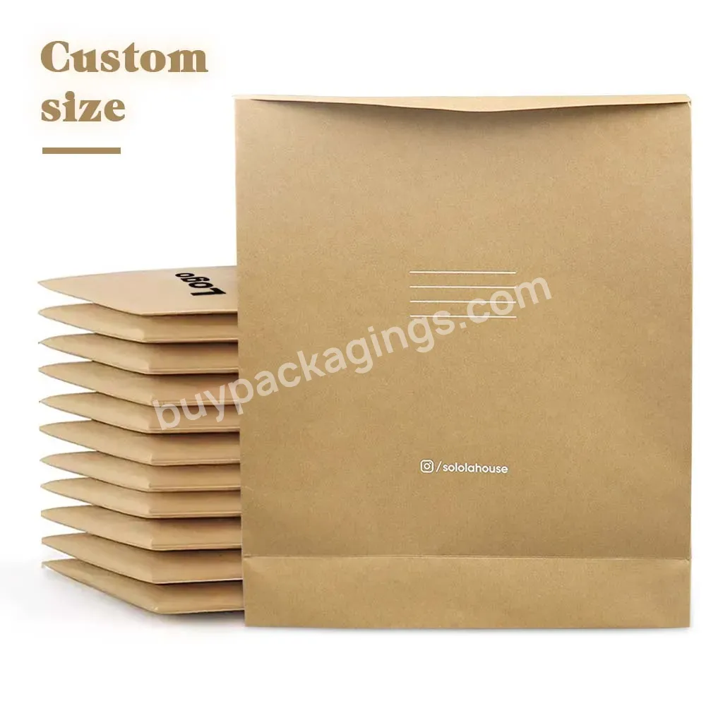 Moq 1000 Custom Size Logo Paper Bag Recyclable Envelope Packaging Nrown Kraft Paper Mailer Bag