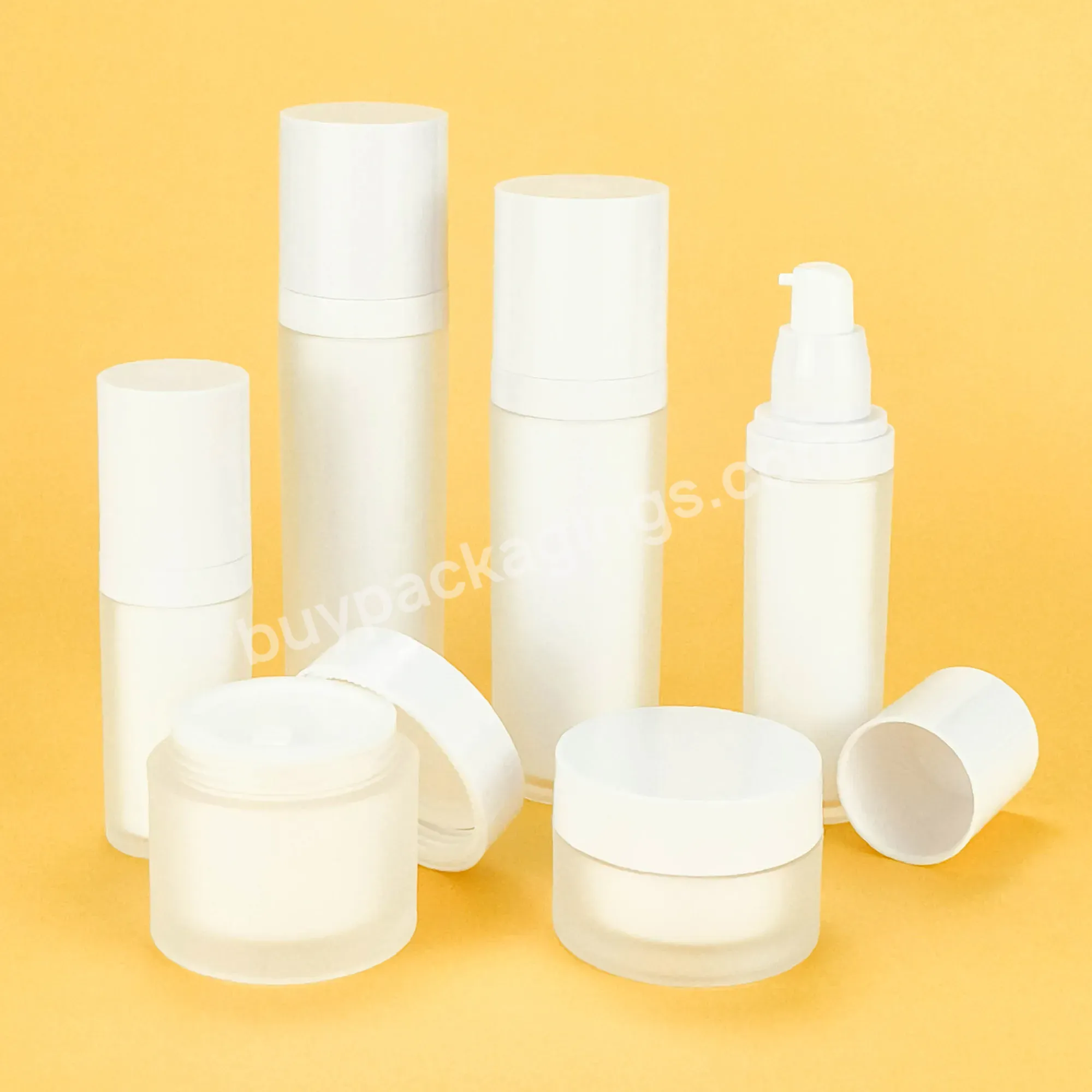 Multi-capacity Frosted Transparent Lid Cream Lotion Packaging Container With Pump Head Plastic Empty Cream Jar Bottle Set