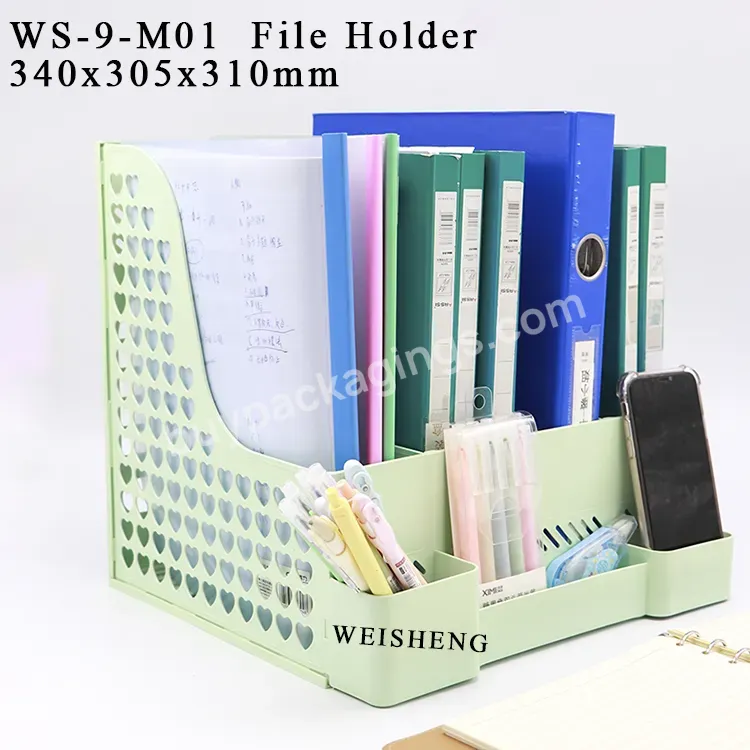 Multi Layer Storage Shelf High Capacity Colored Pink Expanding File Folder Organizer Plastic Magazine File Rack