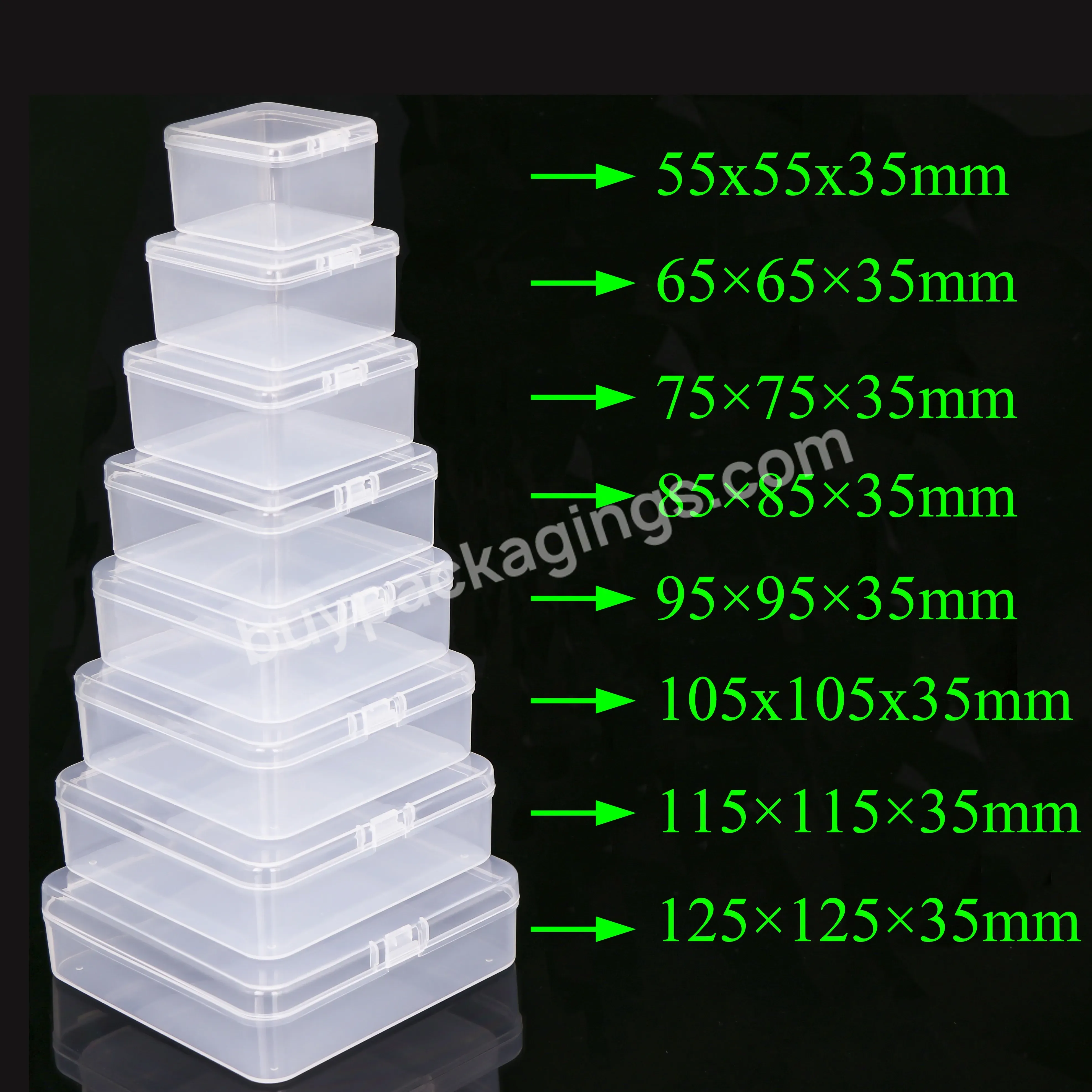 Multi Size Square Rectangle Clear Ring Necklace Earbud Jewelry Packaging Box Pp Plastic Earplug Case Custom Plastic Storage Box