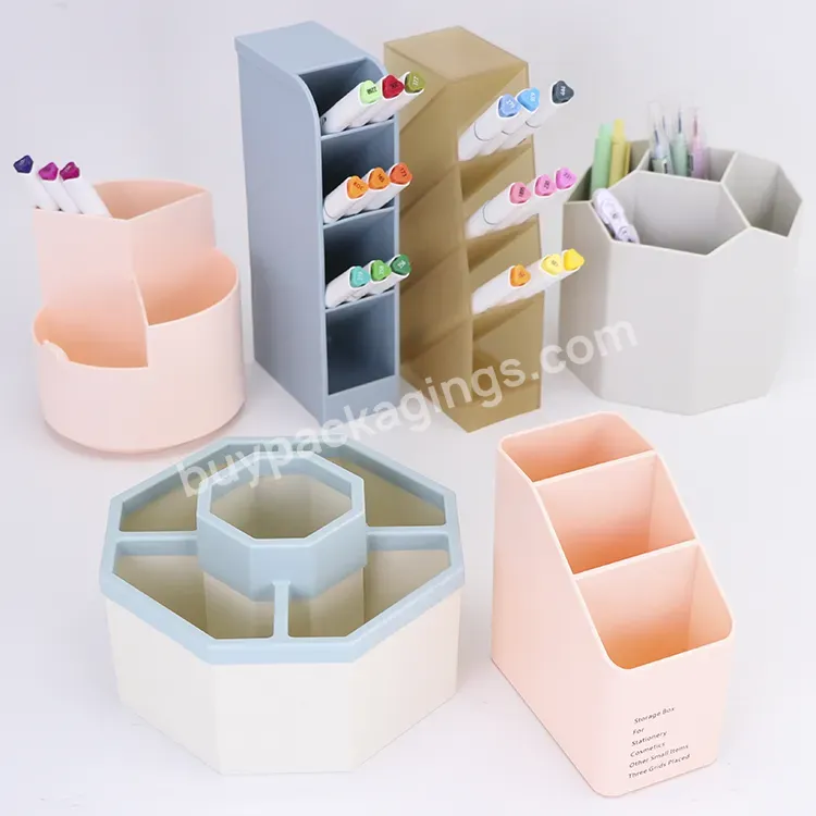 Multifunction School Office Plastic Pp Rotatable Cute Pen Brush Storage Case Holder Pencil Container Box Desk Organizer - Buy Plastic Pen Holder,Cute Pen Holder,Pp Desk Organizer.