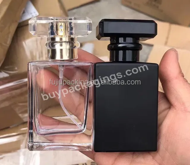 Multiple Caps Available Empty 50ml Square Amber Frosting Glass Dropper Bottles Gold Top Sprayer Glass Perfume Spray Bottle