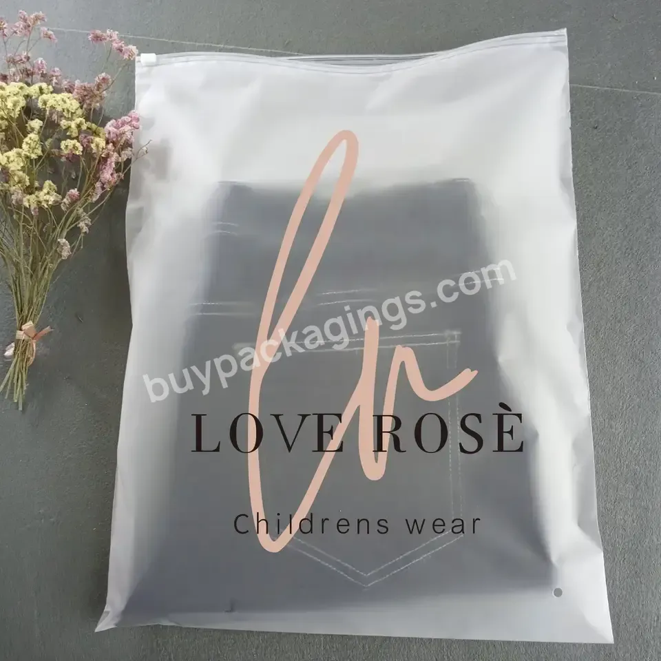 Multiple Sizes Custom Logo Plastic Biodegradable Clothing Zip Lock Bag Packaging Clear Frosted Poly Zipper Bag For Clothes