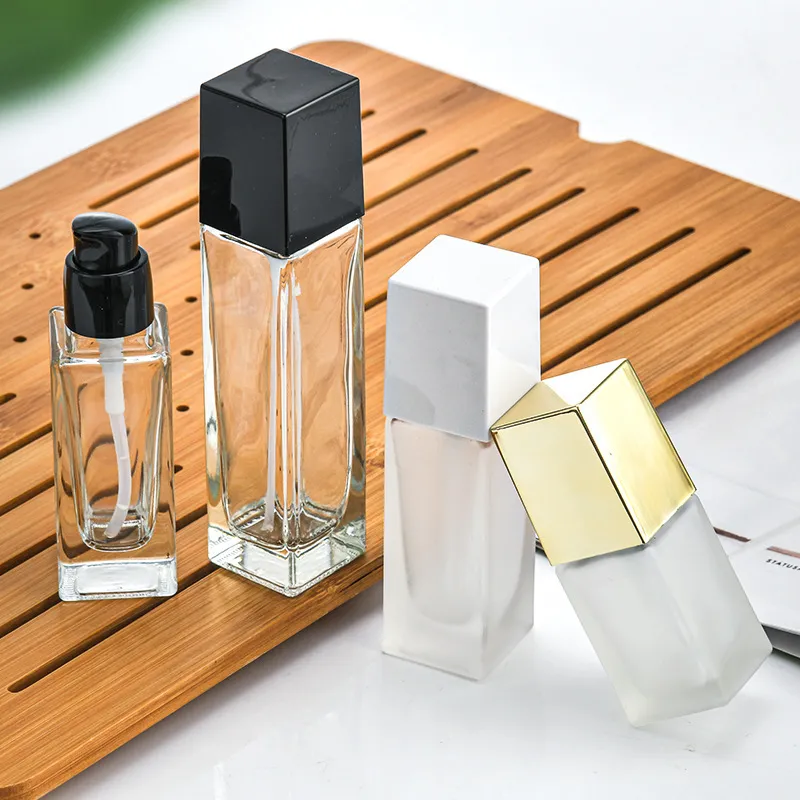 Multiple Specification Foundation Square Transparent Frosted Cosmetics Spray Empty Glass Bottle