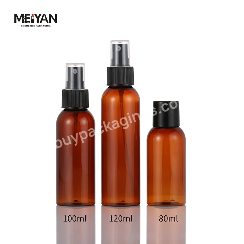 Mypack High Quality 2.7 Oz 3 Oz 4 Oz Small Empty Amber Brown Pet Plastic Boston Spray Bottle For Cosmetics Cleaning Beauty Care - Buy Amber Brown Plastic Spray Bottles With Fine Mist Spray,Amber Empty Mini Spray Bottle Set,100ml Amber Spray Bottles.