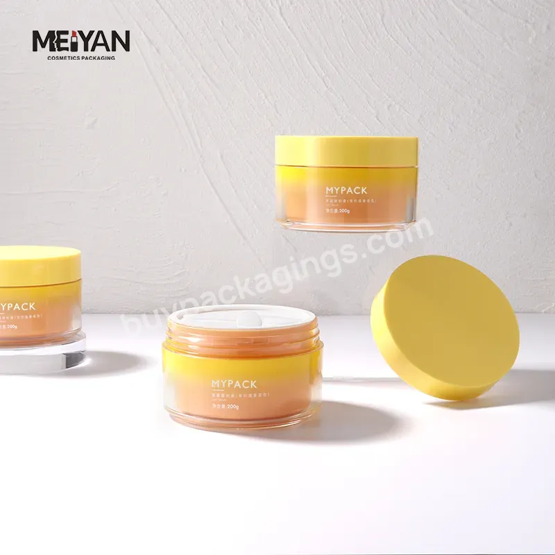 Mypack Luxury 200ml 6.7oz Yellow Double Wall As Acrylic Cosmetic Cream Containers With Lids