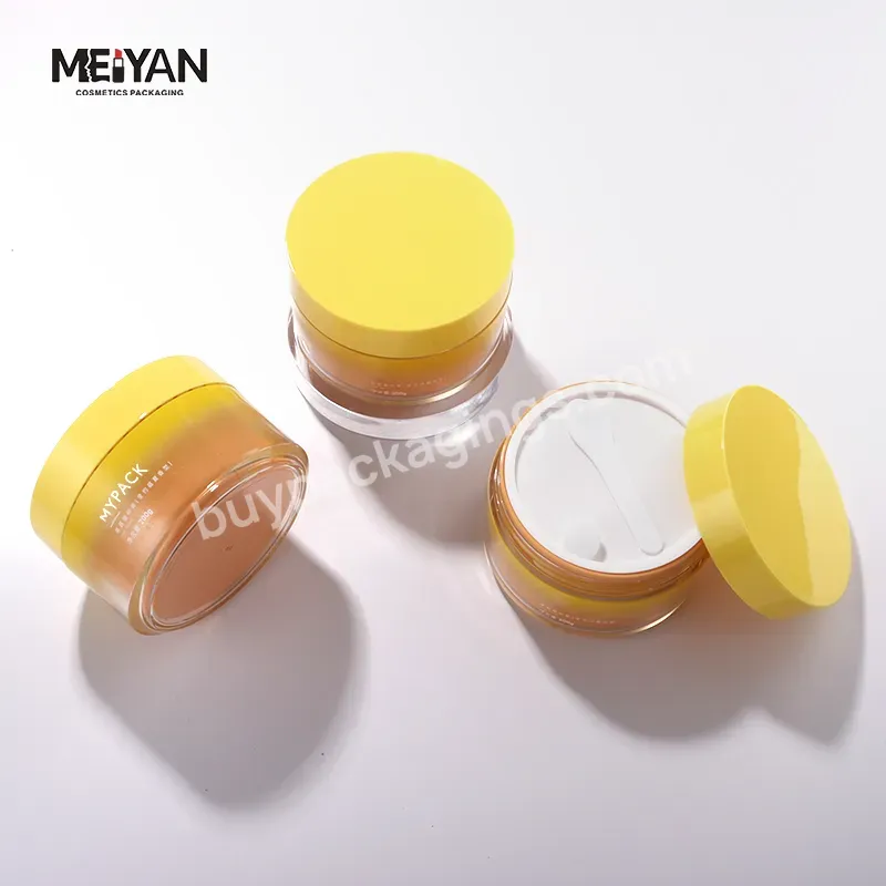 Mypack Luxury 200ml 6.7oz Yellow Double Wall As Acrylic Cosmetic Cream Containers With Lids