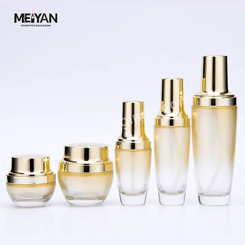 Mypack Luxury 20g 30g 50g 100ml 120ml Lotion Gradient Gold Cosmetics Cream Glass Jar With Golden Lid Skincare Glass Packaging Se