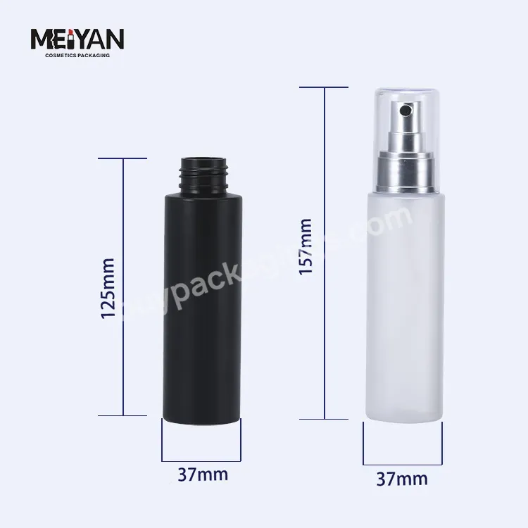 Mypack Luxury Empty 100ml 3 Oz Round With Black Plastic Screw Cap Spray Bottle - Buy 100ml Pet Plastic Bottle Spray,Round With Black Plastic Screw Cap Spray Bottle,100ml 3 Oz Spray Bottle Matte Black.