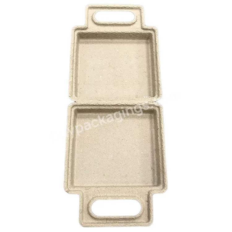 Natural Brown Dry Press Wine Tray Molded Pulp Tray Sugarcane Bagasse Inner Packaging Insert Tray