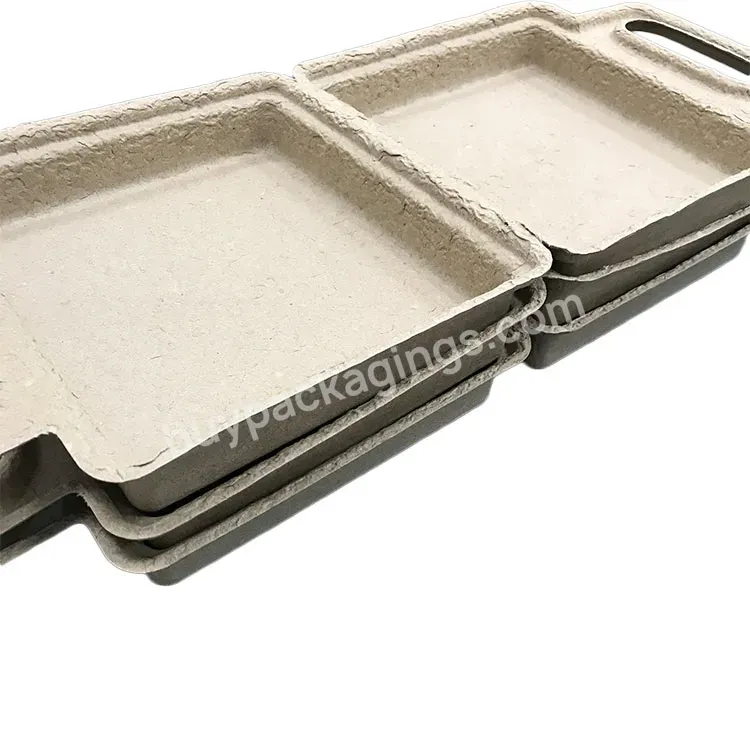 Natural Brown Dry Press Wine Tray Molded Pulp Tray Sugarcane Bagasse Inner Packaging Insert Tray