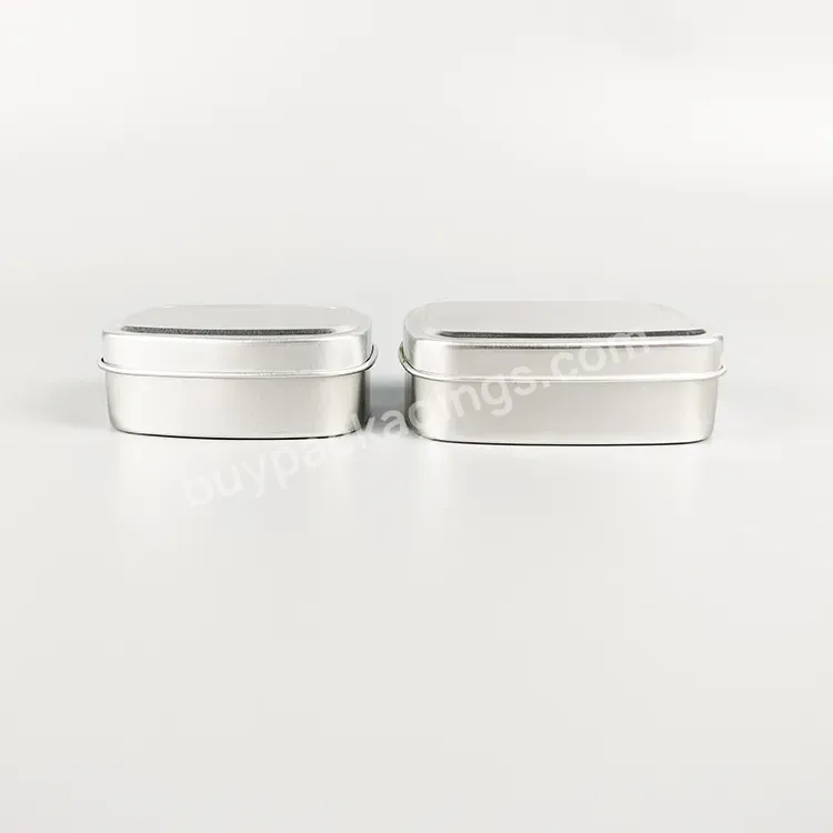 Natural Silver Empty Aluminum Cosmetic Jar Rectangular Aluminum Ointment Pot Jar Snap On Lid 60/80g Manufacturer/wholesale