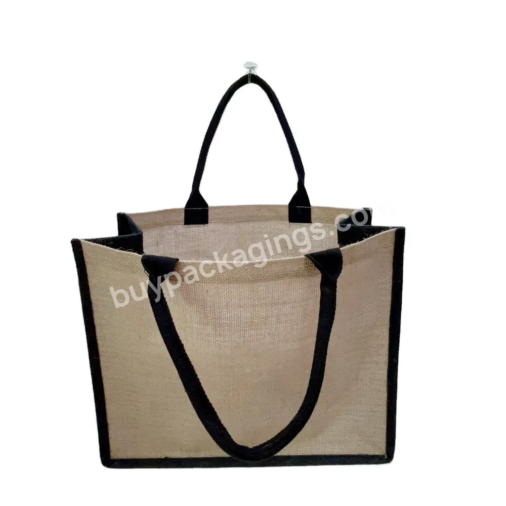 Natural Waterproof Pe Coating Lamination Burlap Custom Logo Eco Friendly Grocery Tote Bags Reusable Sac En Jute Shopping Bag