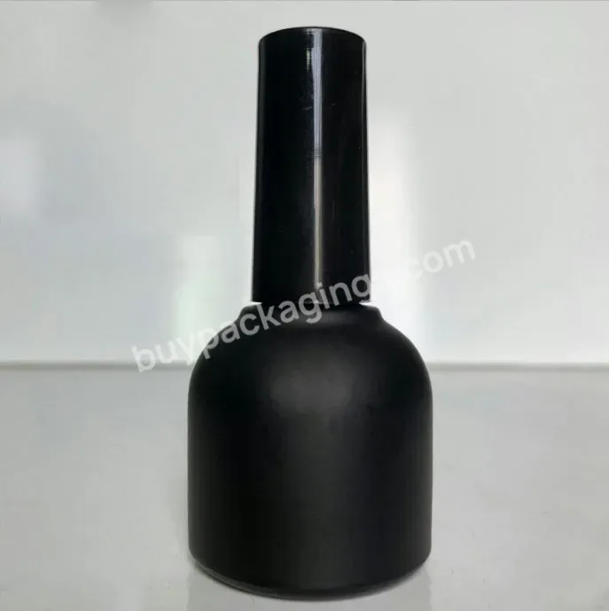 New 8ml 10ml Frosted Black Glossy Shiny Black Cylinder Nail Polish Glass Bottle With Uv Nail Varnish Glue With Wide Brush Cap