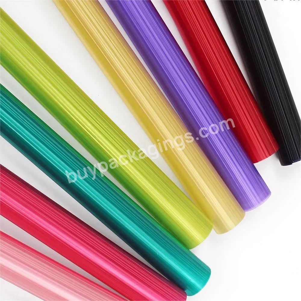 New Arrival 56cm*6y/roll 3d Rainbow Colorful Flower Wrapping Paper Plastic Waterproof Packaging Paper For Flower Shop