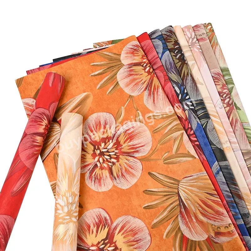 New Arrival 60*50cm/pcs 10pcs/lot Vintage Retro Floral Oil Painting Waterproof Floral Wrapping Paper For Flower Shop Supplies - Buy 60*50cm/pcs 10pcs/lot Vintage Retro Floral Pattern Printed Wrapping Paper,Waterproof Floral Wrapping Paper,Wrapping Pa