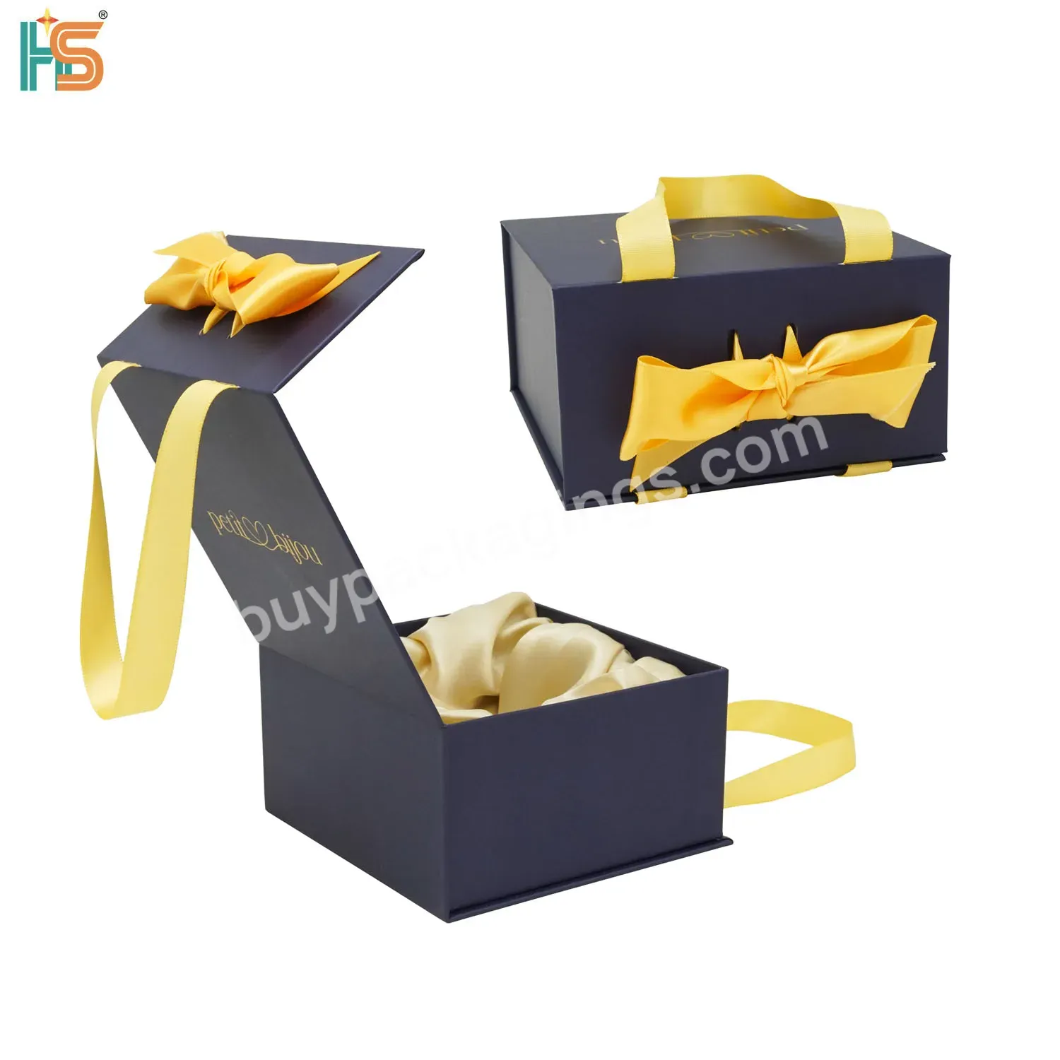 New Arrival Bracelet Necklace Rigid Gift Box Custom Logo Luxury Satin Lined Magnetic Jewelry Box With Ribbons Handle