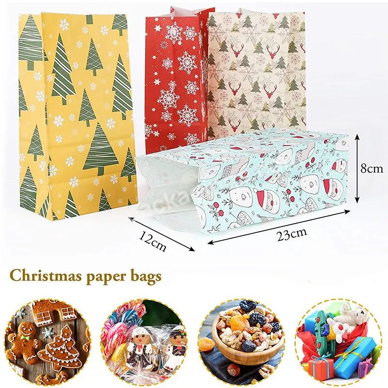 New arrival cheap mailer Christmas bag custom Christmas kraft cookie bag special foldable Christmas gift bags with sticker