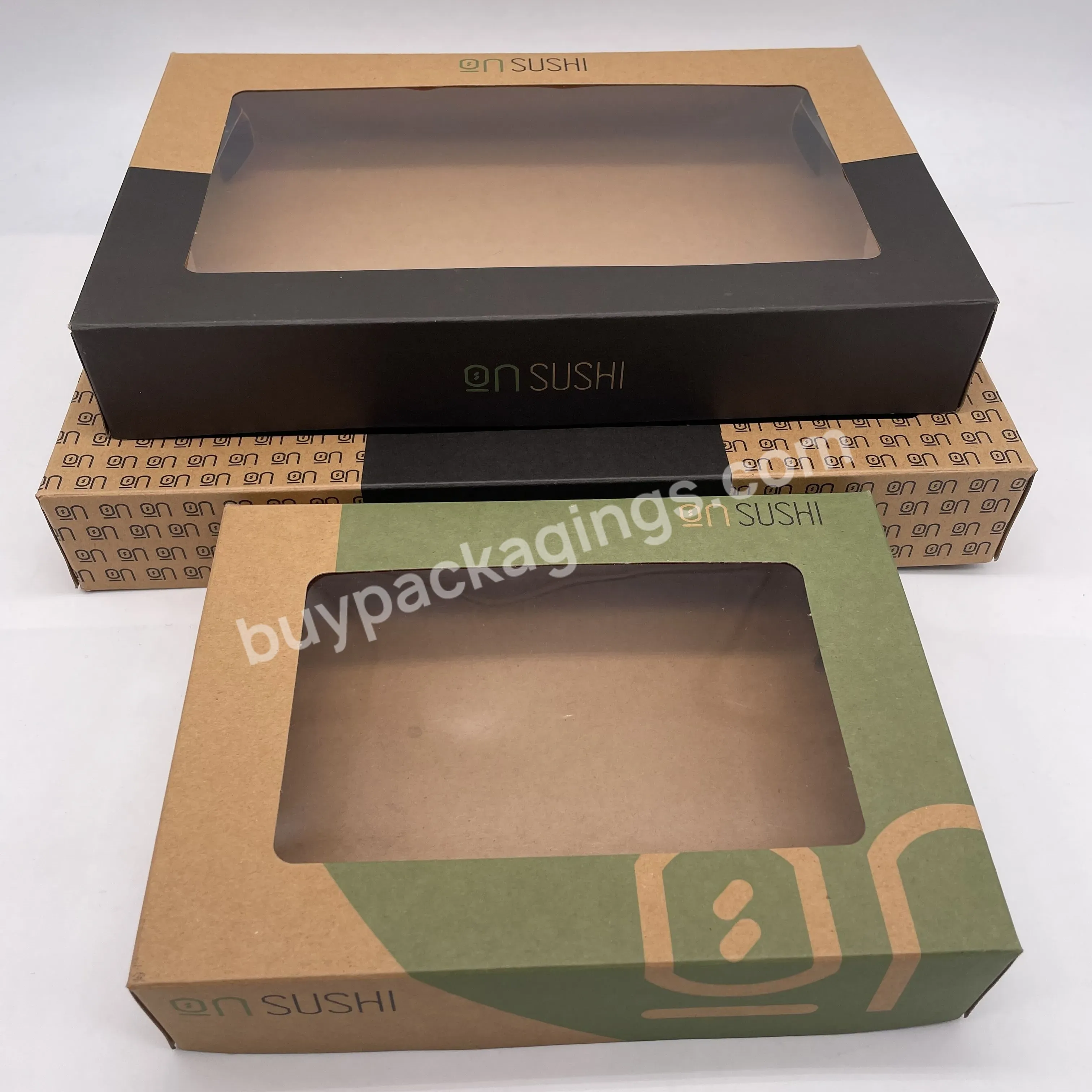 New Arrival Custom Natural Brown Paper Sushi Takeaway Box