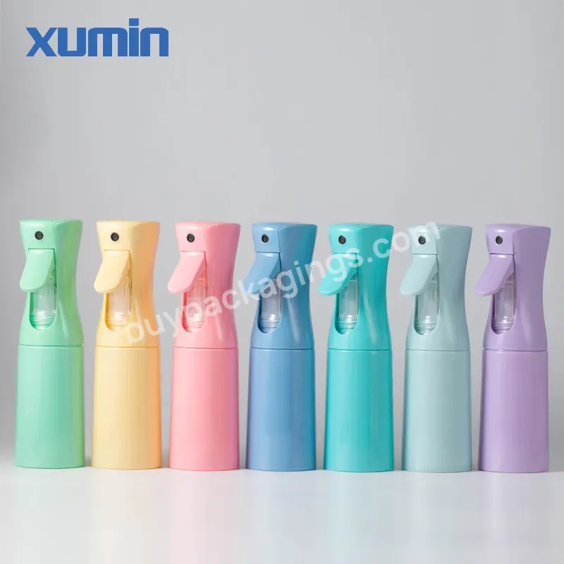 New Arrival Empty Plastic Continuous Hair Spray Bottle 200ml 300ml With Box Custom Logo Label Pattern