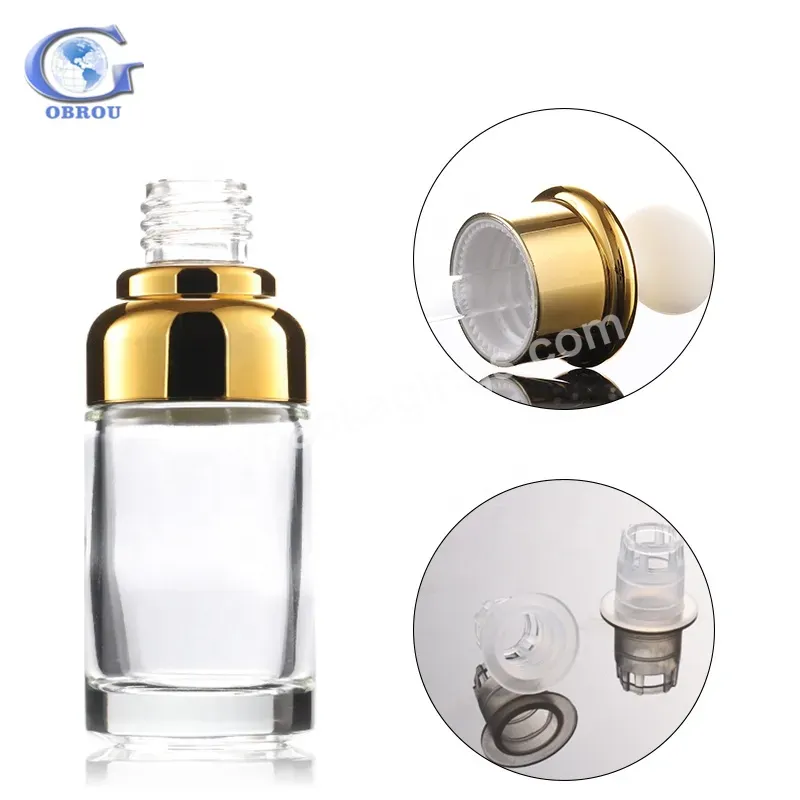 New Arrival Glass Clear Essential Oil Bottle 20ml 30 Ml 50ml Glass Dropper Bottle With Gold Lid And Ball Rubber Stopper