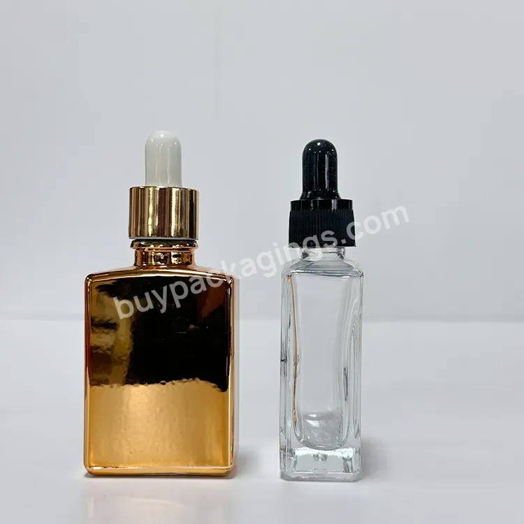 New Arrival Gold Plating Bottles Cosmetic Serum Lotion Pump Bottle Glass Cream Bottles Glass Jars For Face Cream