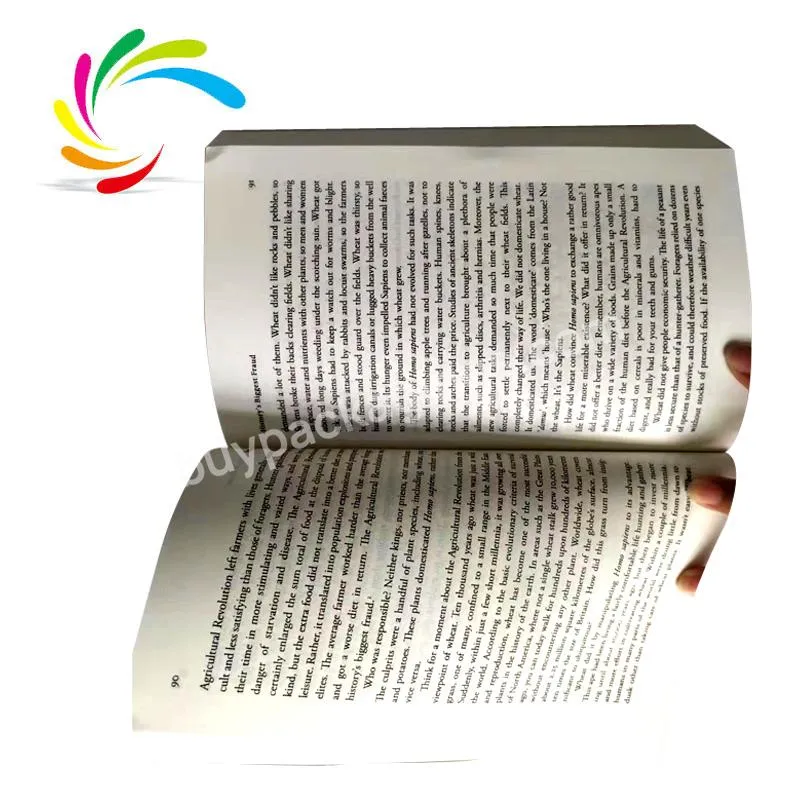 New arrival manufacturer paperback book printing light weight paper A5 size Bestseller motivative book Sapiens in stock