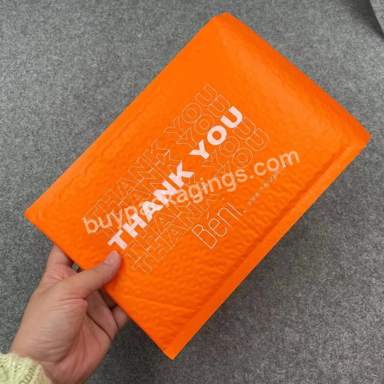 New Arrival Orange Holographic Custom Logo Printed Eco Friendly Cute Bubble Mailers Padded Envelopes Shipping Mailers