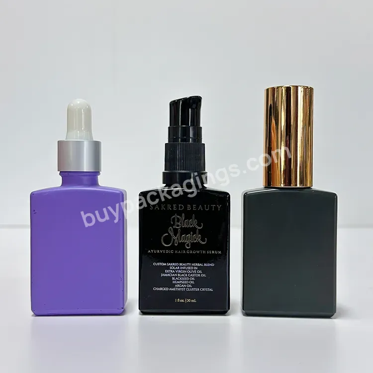 New Arrival Violet Bottles Cosmetic Serum Lotion Pump Bottle Glass Cream Bottles Glass Jars For Face Cream