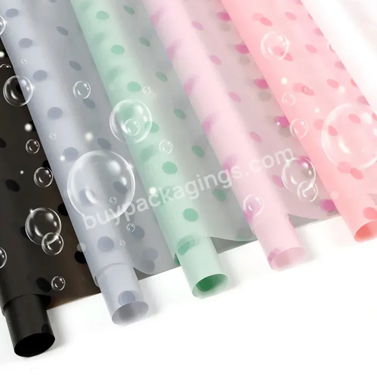 New Arrival Waterproof Mist Plastic Wrapping Film Flower Gift Wrapping Paper With Big Dot Pattern Printed