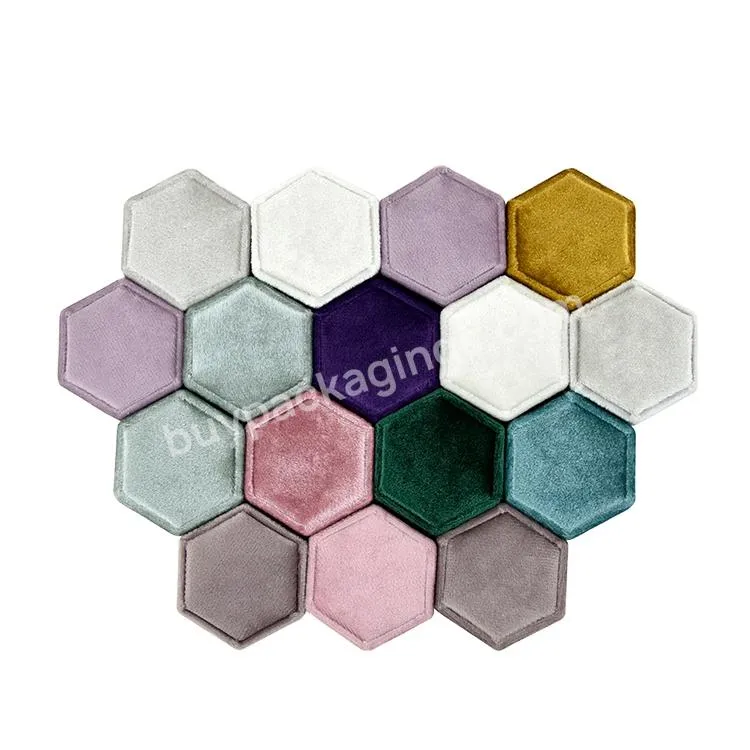 new best-selling velvet hexagon ring box jewelry box velvet jewelry box factory stock can be customized LOGO