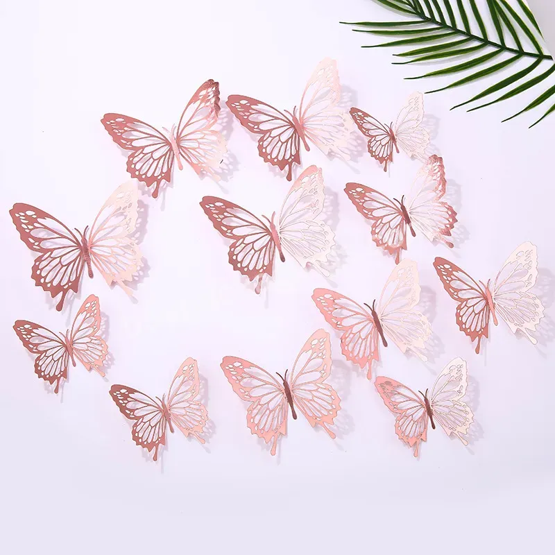 New Butterfly Wall Stickers 3d Faux Metal Home Background Wall Decoration Flowers Gifts Creative Stickers Party Decoration - Buy 3d Butterfly Stickers,Home Wall Decoration,Flower Gift Decoration.