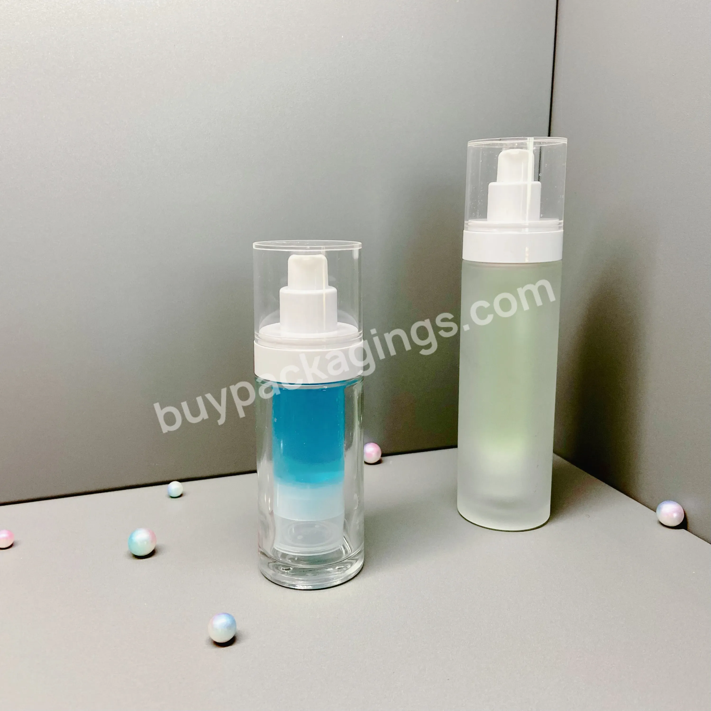 New Collection 30ml 50ml Frosted Glass Airless Bottle Eco Friendly Glass Bottle Refillable Airless Bottle For Serum With Packing