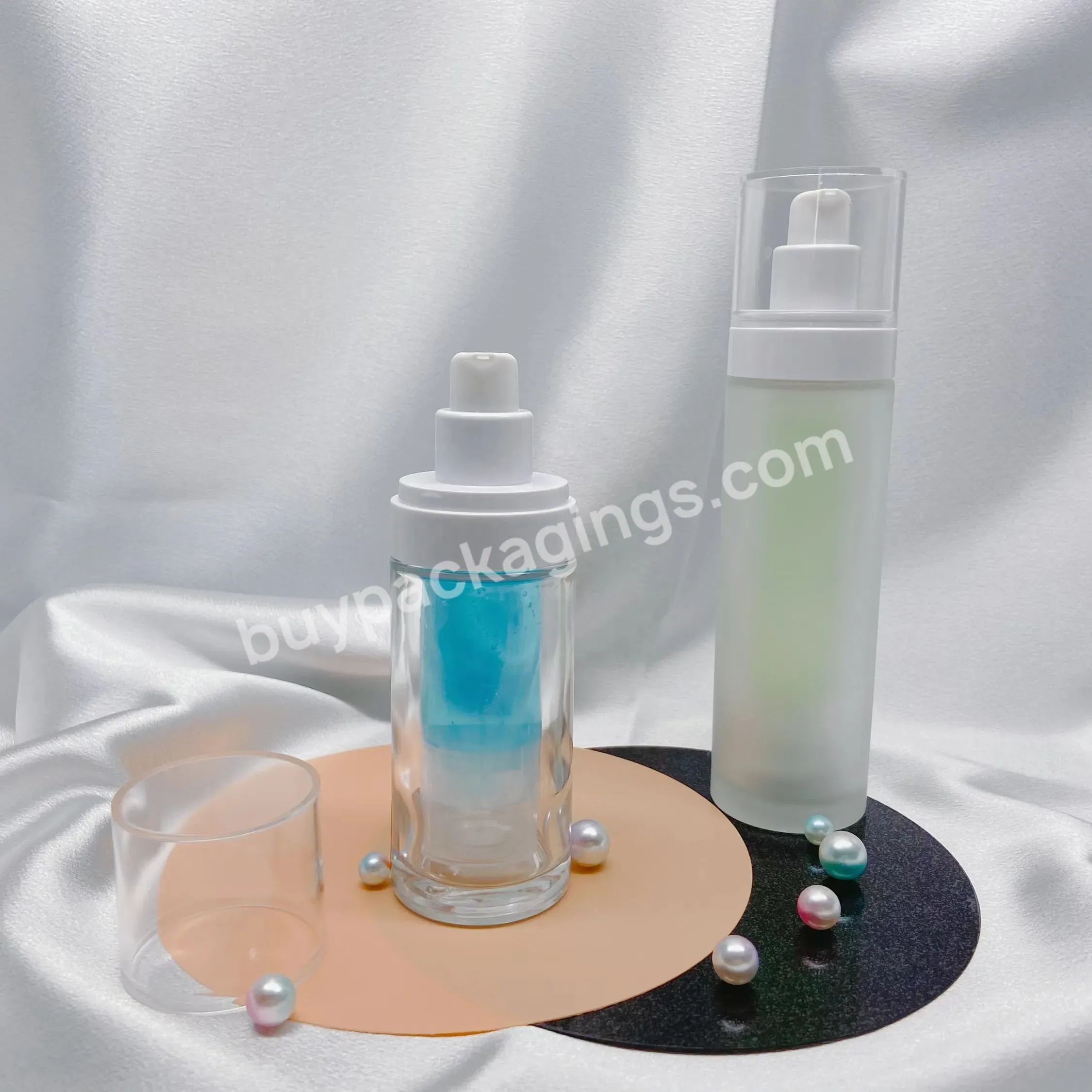 New Collection 30ml 50ml Frosted Glass Airless Bottle Eco Friendly Glass Bottle Refillable Airless Bottle For Serum With Packing