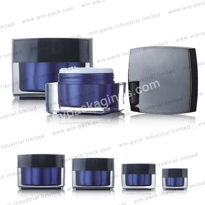 New Cosmetic Packing 5g 30g 50g Square Purple Designer Acrylic Cream Jar And Dual Wall Container