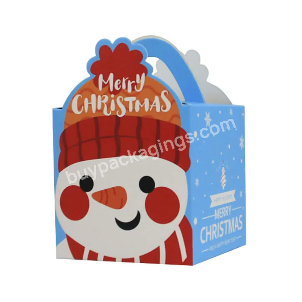 New Custom Gift Packaging Box New Year Biscuit Baking Apple Paper Box Cookie Cartoon Merry Christmas Treat Boxes For Candy
