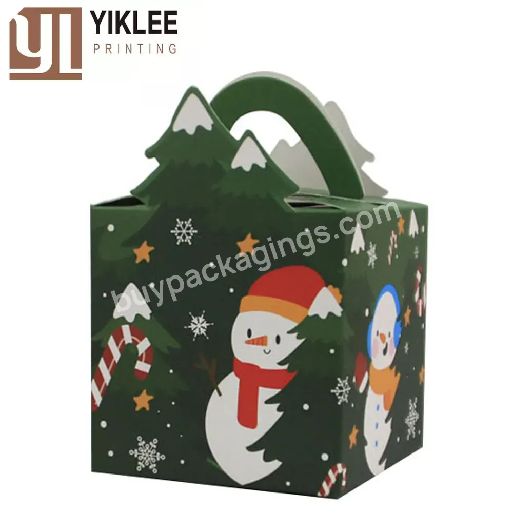 New Custom Gift Packaging Box New Year Biscuit Baking Apple Paper Box Cookie Cartoon Merry Christmas Treat Boxes For Candy