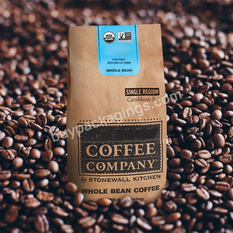 New Custom Recyclable 12oz 5lb Coffee Bag Wholesale Coffee Packages Flat Bottom Coffee Bag With Valve