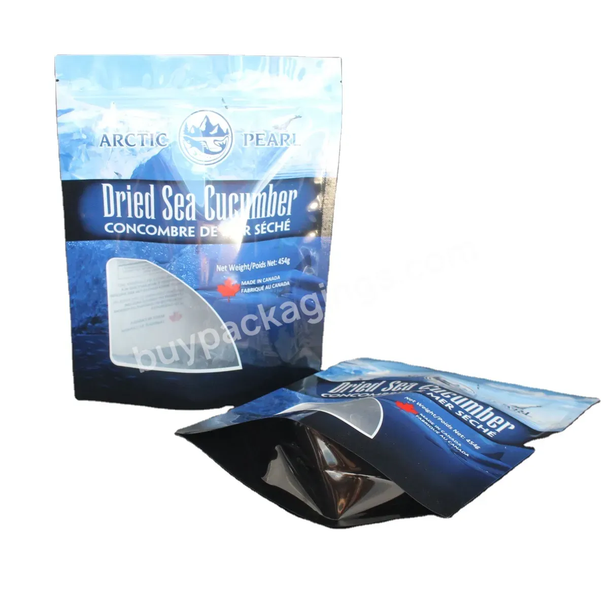 New Customized 1kg Printed Transparent Foil Sachet Packaging Plastic Zip Lock Stand Up Pouch Bags For Sea Cucumber